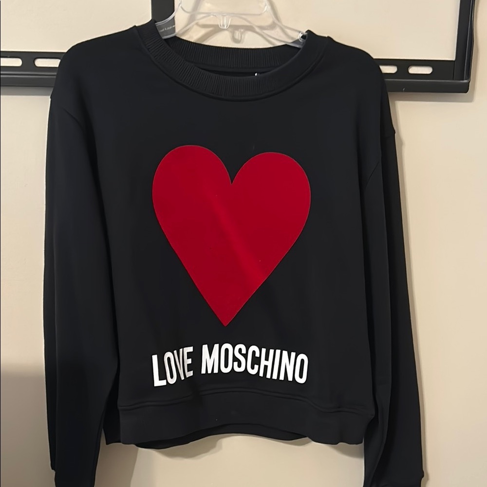 Love Moschino Black Sweatshirt with Red Heart